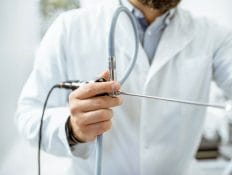 Sinus Surgeon holding an endoscope