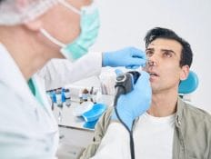 Patient undergoing nasal endoscopy